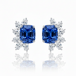Royal Blue Sapphire Statement Earrings with Shimmering Diamond Wing