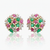 Nature-Inspired Gemstone Garden Earrings: Carved Rubies and Emeralds in Gold