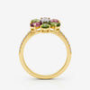 Vintage Inspired Tourmaline Flower Six Stone In Diamond Ring