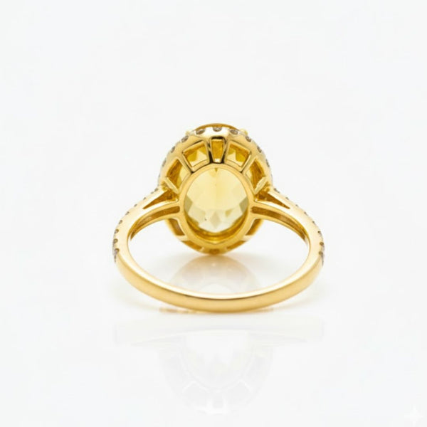 Classic Oval Citrine Halo Ring with Diamond Accents