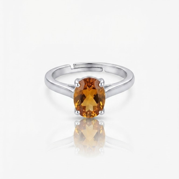 Oval Citrine Solitaire Ring