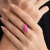 Natural Ruby 7 pc Marquise shape in Diamond Ring