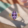 Marquise Amethyst Solitaire Ring with Diamonds