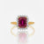 Classic Emerald shape-Stone Ruby in Diamond Ring
