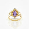 Marquise Amethyst Solitaire Ring with Diamonds
