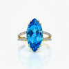 Marquise Blue topaz Solitaire Ring with Diamonds RIng