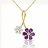Rhodolite Flower Pendant with Diamond Accent 14k Yellow Gold