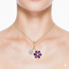 Rhodolite Flower Pendant with Diamond Accent 14k Yellow Gold