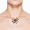 Tourmaline Sunburst Pendant with Diamond Halo 14k Gold