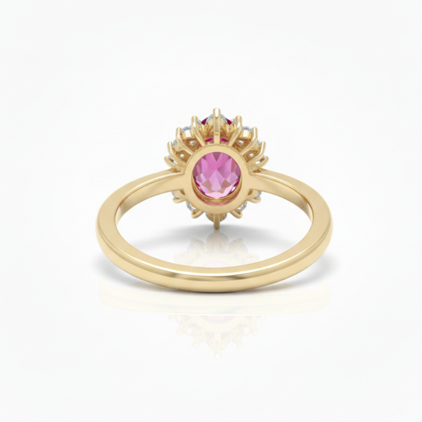 Princess-Inspired Oval Ruby with Brilliant Halo