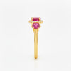 Classic Three-Stone Oval-Cut Ruby in Diamond Ring
