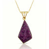 Hand-Carved Natural Ruby Geometric Pendant – 14k Gold
