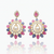 Carved Pink and Blue Tourmaline Floral Earrings with South Sea Pearl Centers
