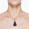 Hand-Carved Natural Ruby Geometric Pendant – 14k Gold