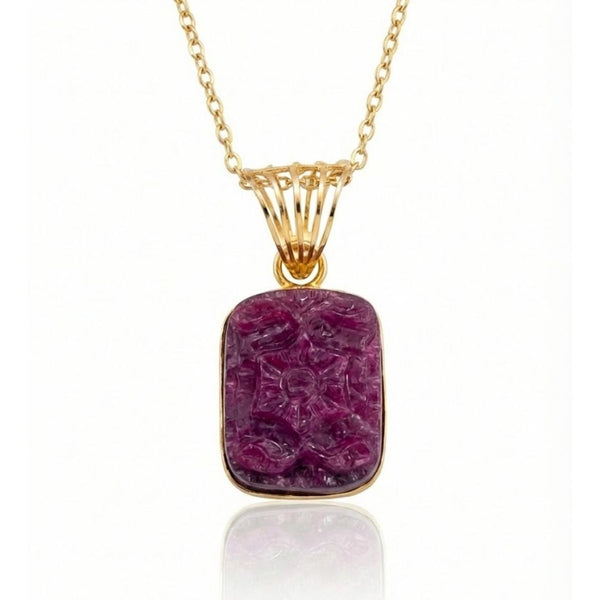 The Heirloom: Carved Ruby & 14k Gold Pendant
