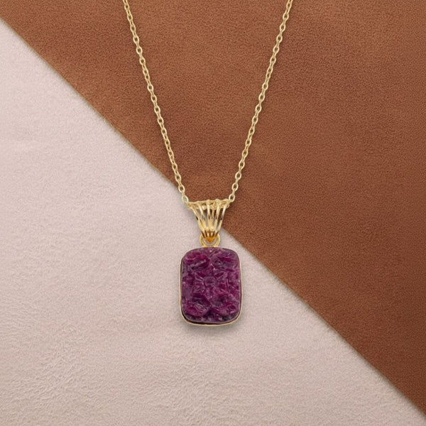 The Heirloom: Carved Ruby & 14k Gold Pendant