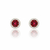Round-Cut Ruby Halo Stud Earrings with Diamond Accents