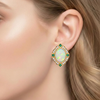 Oval-Cut Opal and Emerald Halo Earrings with Diamond Accents