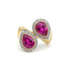 Natural Ruby Two-Stone Pear-Cut in Diamond Ring