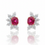 Oval-Cut Ruby Earrings with Asymmetric Pear-Cut Lab Grown Diamond Sunburst