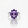 Oval Amethyst Solitaire Ring
