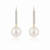 Pearl Drop Earrings with Pavé-Diamond Swirls in 14K Yellow Gold