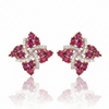 Pear-Cut Ruby Earrings with Sculptural Diamond "Flame" Wrap