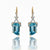 Emerald-Cut Blue Topaz Drop Earrings in 14K Yellow Gold with Diamond Accents