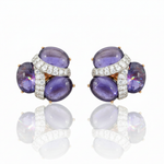 Royal Blue Sapphire Center with Oval Emerald Shoulders in White Gold