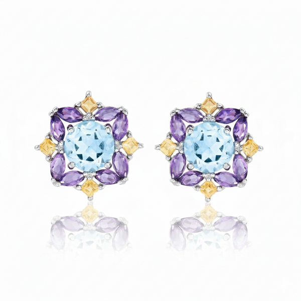 Royal Blue Sapphire Center with Oval Emerald Shoulders in White Gold