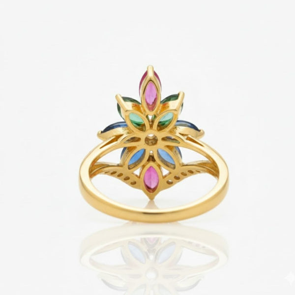 Classic Haxagon shape-Stone Ruby in Diamond Ring