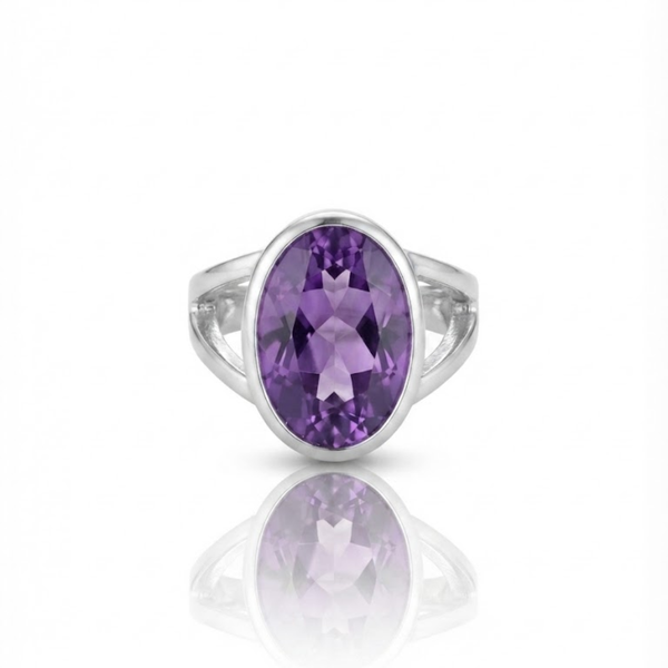 Oval Amethyst Split-Shank Ring