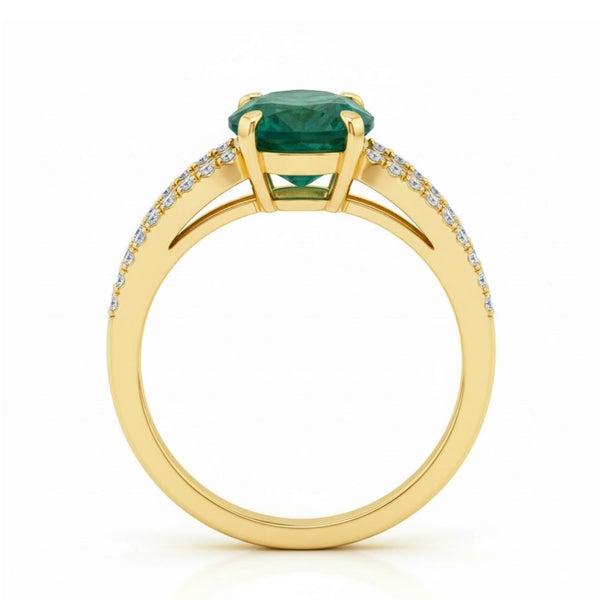 Classic Oval Emerald Halo Ring with Diamond