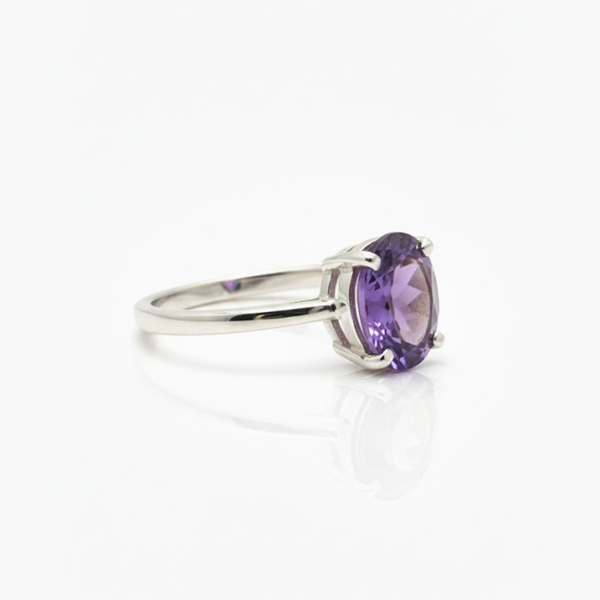 Oval Amethyst Sterling Silver Ring