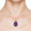 Pear-Cut Amethyst Pendant with Diamond Cover