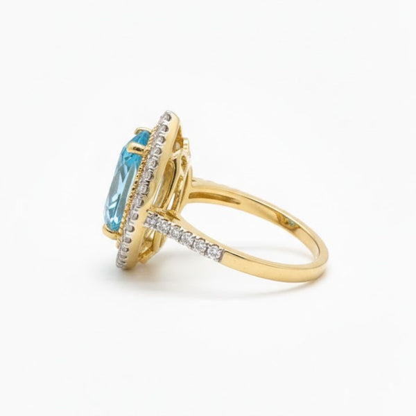 Prism of Light Opal Cabochon with Oval Ruby Surround In Diamond