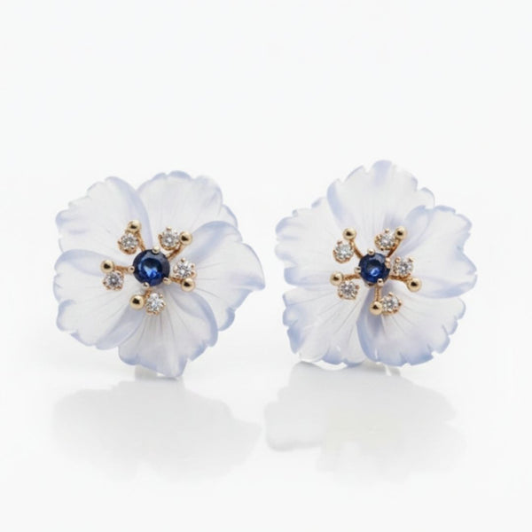 Carved Seap Halo Earrings