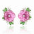 Hand-Carved Pink Tourmaline Floral Stud Earrings with Pear-Cut Emerald Leaves