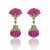 Hand-Carved Pink Tourmaline Fan and Globe Drop Earrings with Blue Sapphire Accents