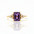 Cushion cutAmethyst Ring With Trio Diamond Accents