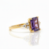 Cushion cutAmethyst Ring With Trio Diamond Accents