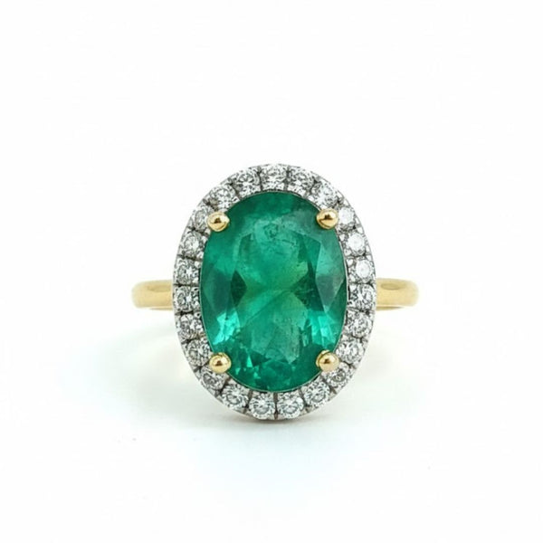 Prism of Light Opal Cabochon with Oval Ruby Surround In Diamond