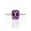 Cushion-Cut Amethyst Solitaire with Diamond Pavé Band