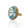 Brilliant Blue Topaz and Diamond Pavilion Ring