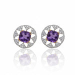 The Orbital Stud: Deep Amethyst in Ascher-Cut Diamond Earring