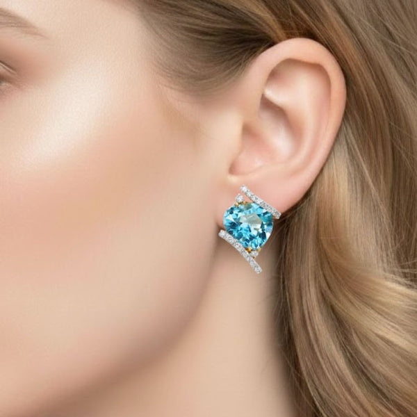 Emerald - Truncated Aquamarine in diamond Pendant