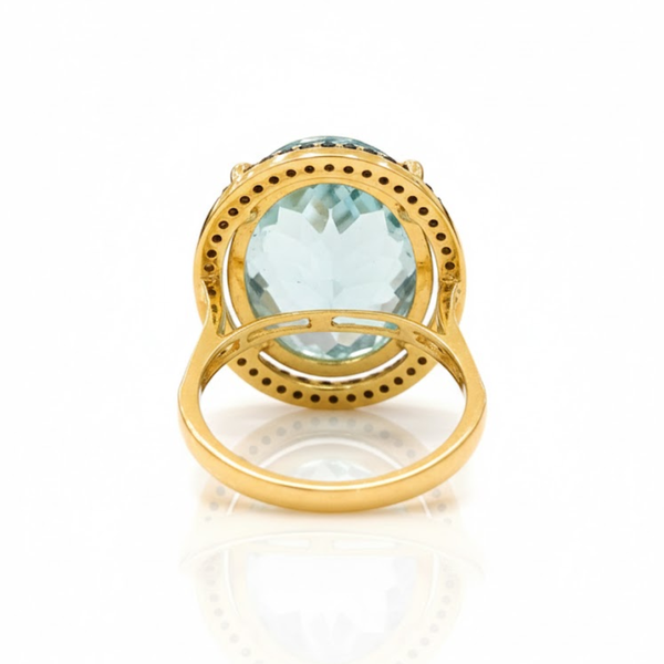 Brilliant Blue Topaz and Diamond Pavilion Ring