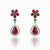 Natural Ruby & Emerald In Diamond Three Petal Earrings
