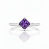 Princess-Cut Amethyst Solitaire on Polished White Gold Band