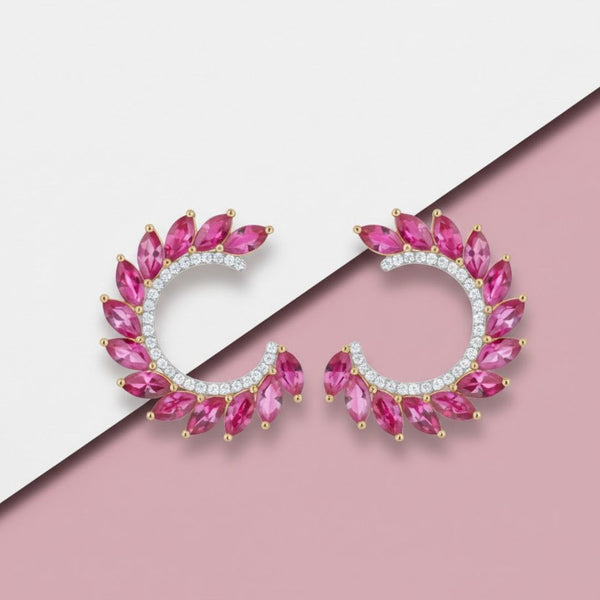 Ruby Marquise cut with diamond Earrings